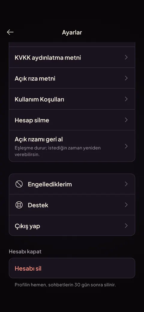 Privacy and account